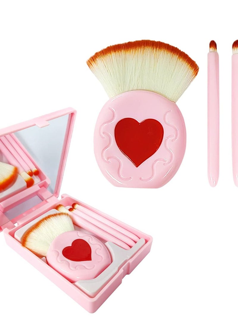 Excefore 4Pcs Makeup Brush Set, Travel Make up Brush Set Portable Mini Eyeshadow Brushes for Makeup Application - Ideal Make-up Brushes & Tools for On-the-Go Beauty - Image 1