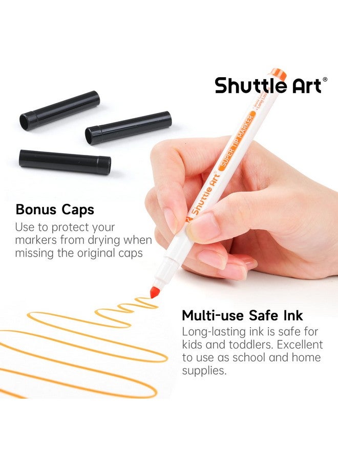 Shuttle Art 240 Pack Washable Super Tips Markers, 12 Assorted Colors Conical Tip Large Markers Bulk with a Box, Bonus Caps, Home Classroom School Supplies for Toddlers Kids Adults Students Teachers - Image 4