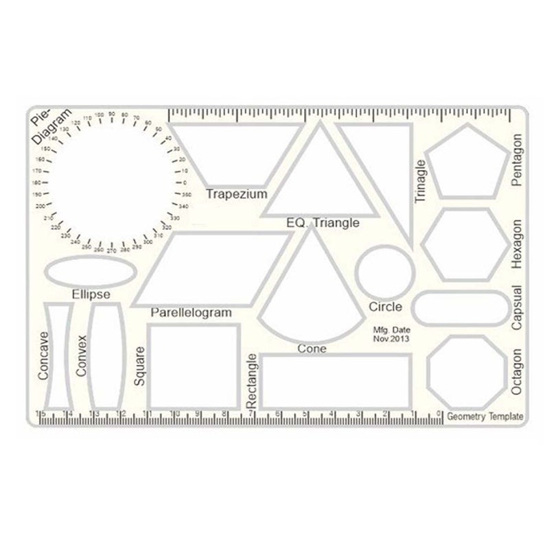 - Geometry Template - Contains 16 Geometrical Shapes - Pack of 1