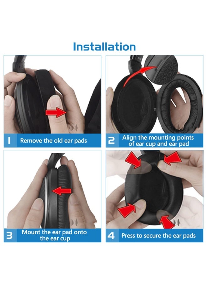 KISSUN Comfort Velour Replacement Ear Pads for Sennheiser HD560S, HD515, HD518, HD555, HD558, HD559, HD569, HD579, HD589 Headphones Ear Cushions, Headset Earpads, Ear Cups Repair Parts (Black) - Image 5