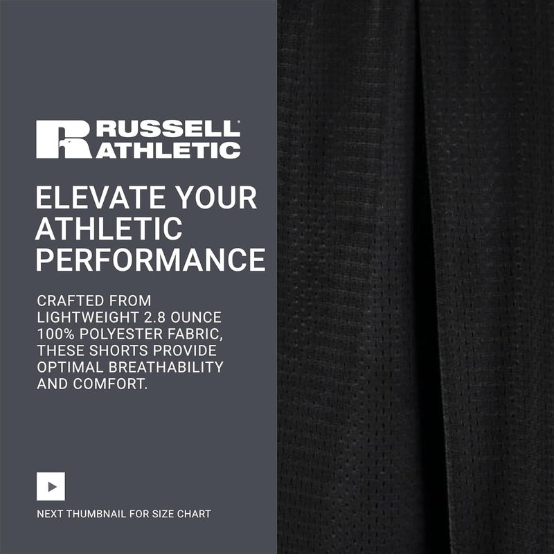 Russell Athletic Men's Black Mesh Shorts with Pockets - Size L - Image 5