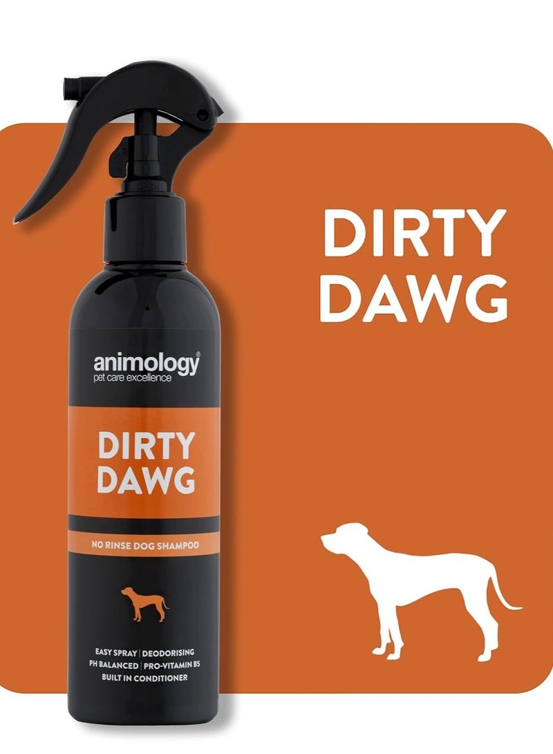 animology Dirty Dawg Pup Shampoo – No-Rinse Cleaning Shampoo for Dogs – 250 ml Pet Shampoo for Puppies – With Signature Scent, Vitamins and Conditioner – Mild, Balanced PH Formula - Image 1