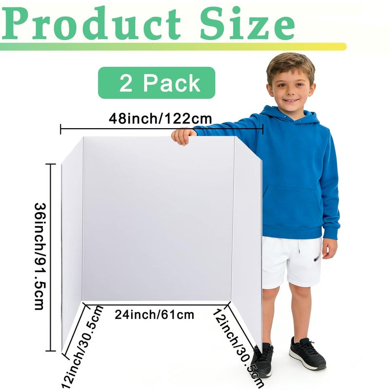 LonlyEagle 36â€ x 48â€ Trifold Poster Boardï¼ŒWhite Corrugated Project Boards for Presentations, Science Fair, School Projects, Event Displays and Trifold Picture Boardï¼Œ2 Pack - Image 2