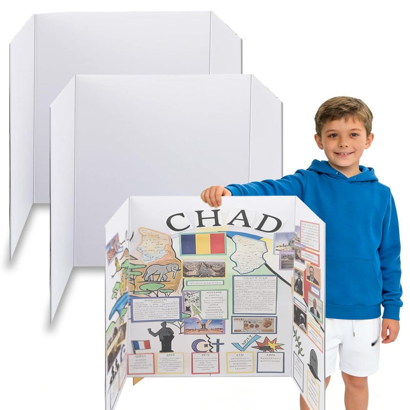 LonlyEagle 36â€ x 48â€ Trifold Poster Boardï¼ŒWhite Corrugated Project Boards for Presentations, Science Fair, School Projects, Event Displays and Trifold Picture Boardï¼Œ2 Pack - Image 1
