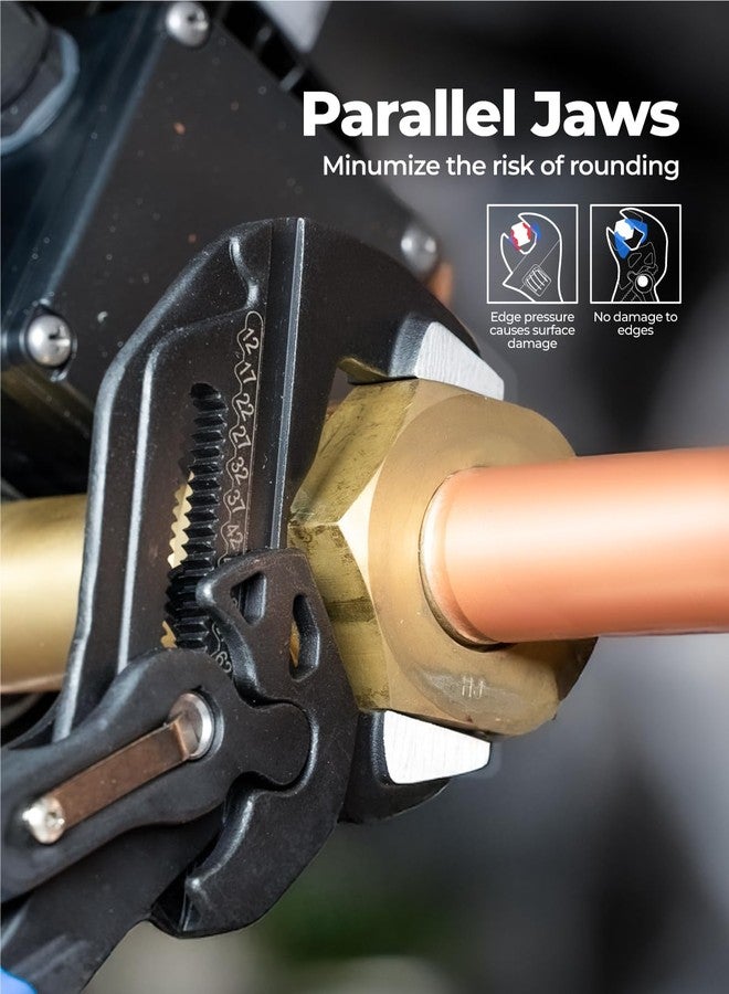 toolant 7-INCH Plier Wrench, CR-V Construction Adjustable Wrench With Pouch, Black Finish Smooth Jaw Pliers, Parallel Jaws with Comfortable Grips, Suitable for All Types of Nuts, Water Pipes, etc - Image 4