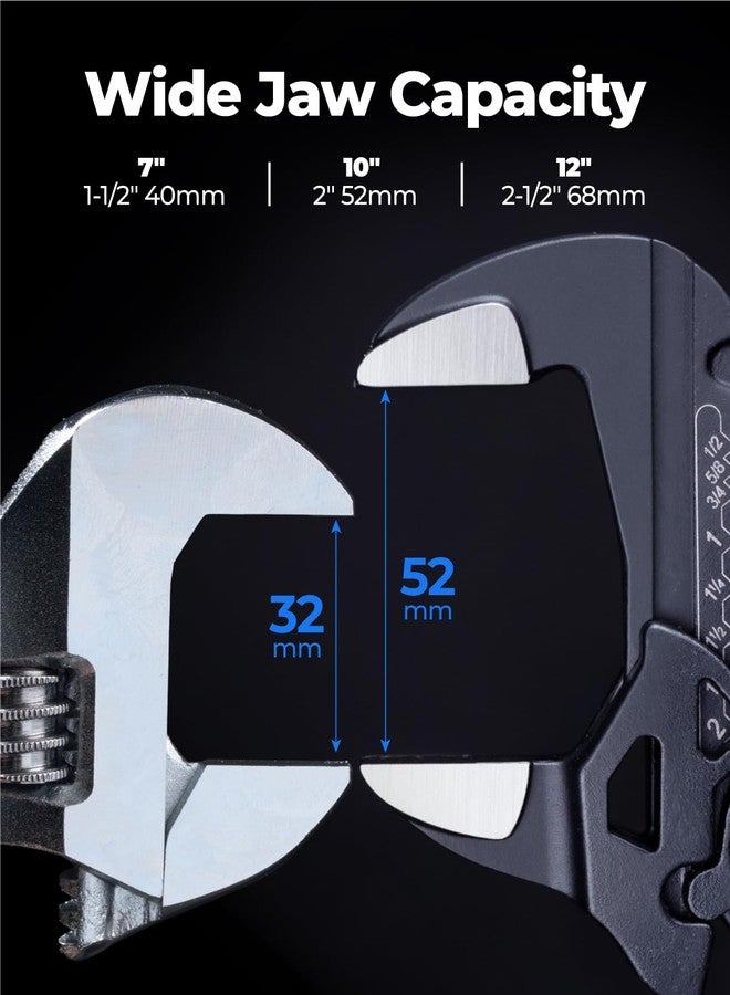 toolant 7-INCH Plier Wrench, CR-V Construction Adjustable Wrench With Pouch, Black Finish Smooth Jaw Pliers, Parallel Jaws with Comfortable Grips, Suitable for All Types of Nuts, Water Pipes, etc - Image 2