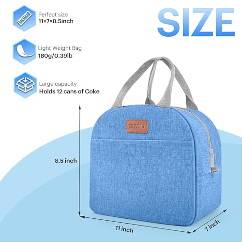 Easyfun Lunch Bag for Women & Men Adult Insulated Lunch Box, Small Leakproof Cooler Food Lunch Containers Reusable High Capacity Lunch Tote Bags for Work, Travel, Outdoor (Blue) - Image 2