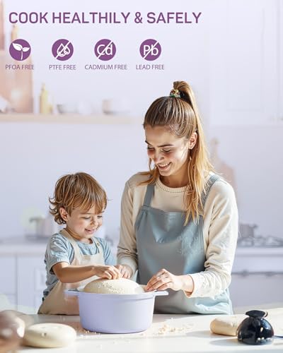 Ciwete Enameled Cast Iron Dutch Oven – 6 Quart Pot with Lid & Potholders – Heavy-Duty Cookware for Bread Baking, Braising, Stews & Roasting – Oven & Stovetop Safe up to 500°F – Purple - Image 4