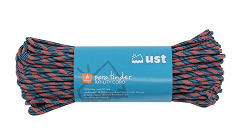 UST ParaTinder 100 Ft Paracord with Tinder Core (Orange/Grey), One Size - Image 1