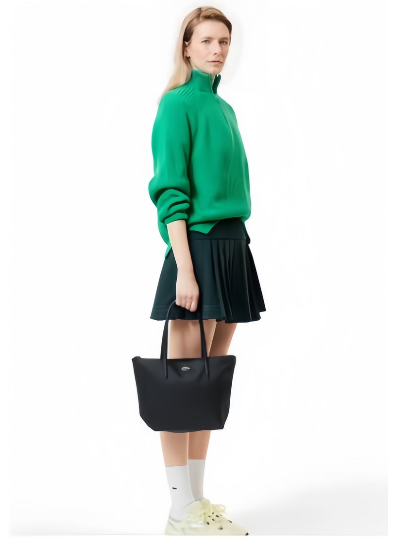 Lacoste Women's L12.12 Concept Fashion Versatile Large Capacity Zipper Handbag Tote Bag Shoulder Bag Medium Black - Image 3