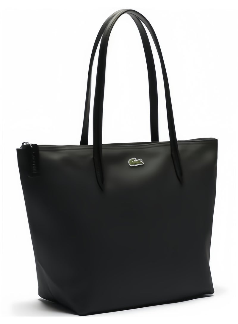 Lacoste Women's L12.12 Concept Fashion Versatile Large Capacity Zipper Handbag Tote Bag Shoulder Bag Medium Black - Image 4