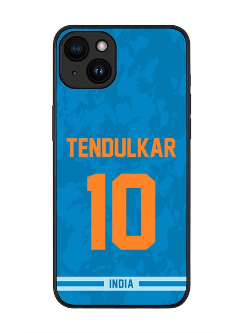Cover for iPhone 15 Case , Rugged Black Slim fit Soft Flexible Thin Protective Phone Cases - Player Name - Sachin Tendulkar, Jersey Number- 10