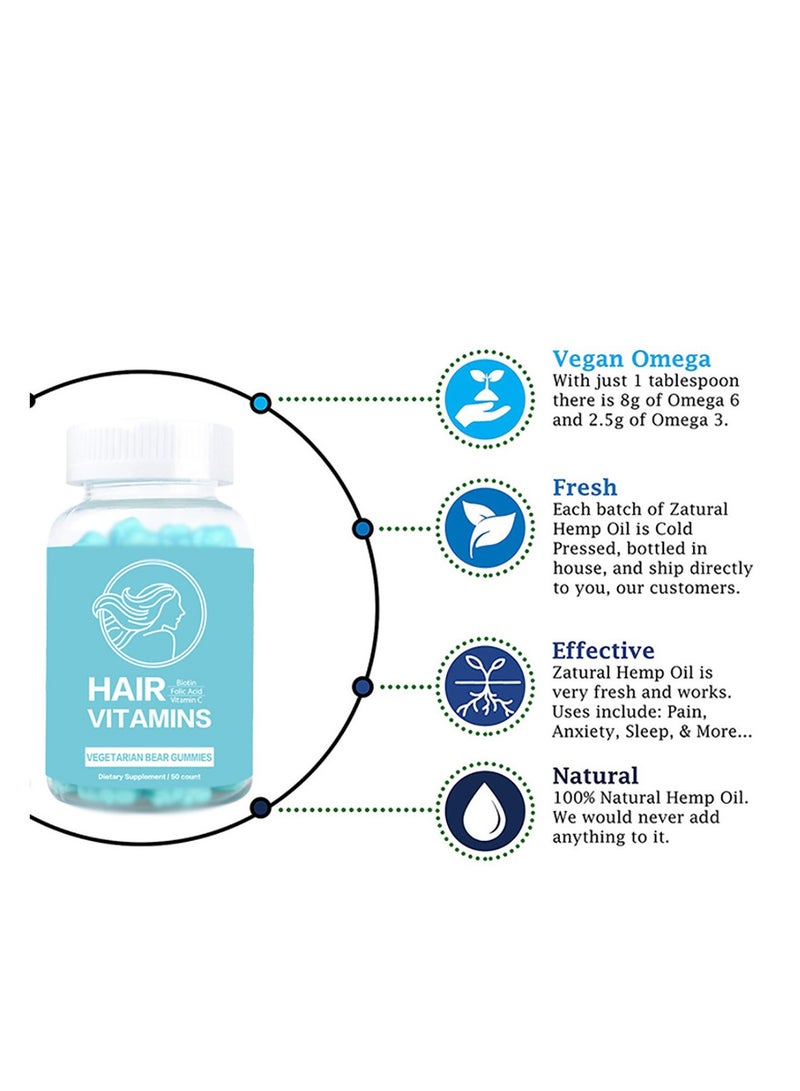 Hair Vitamins Vegan Dietary Supplement Gummies With Biotin Folic Acid Vitamin
