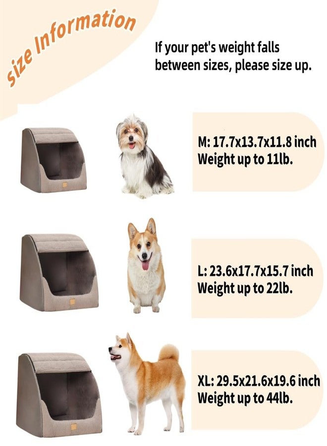 YISLEND Large Dog House Indoor, Soft Plush Dog Cave Bed Covered Dogs Bed with Fluffy Washable Cushion, Portable Dog/Cat Pet Tent House for Small Medium Dogs (Grey, Large) - Image 4