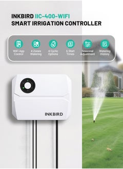 INKBIRD INKBIRD Smart Sprinkler Controller IIC-400-WIFI – 4 Zones Automated Irrigation System with 2.4G WiFi Control, Rain Skip, App Monitoring, Perfect for Gardens, Lawns & Patios - Effortless Watering Management  - Image 2