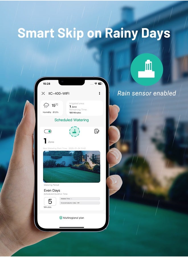 INKBIRD - INKBIRD Smart Sprinkler Controller IIC-400-WIFI – 4 Zones Automated Irrigation System with 2.4G WiFi Control, Rain Skip, App Monitoring, Perfect for Gardens, Lawns & Patios - Effortless Watering Management - Image 1