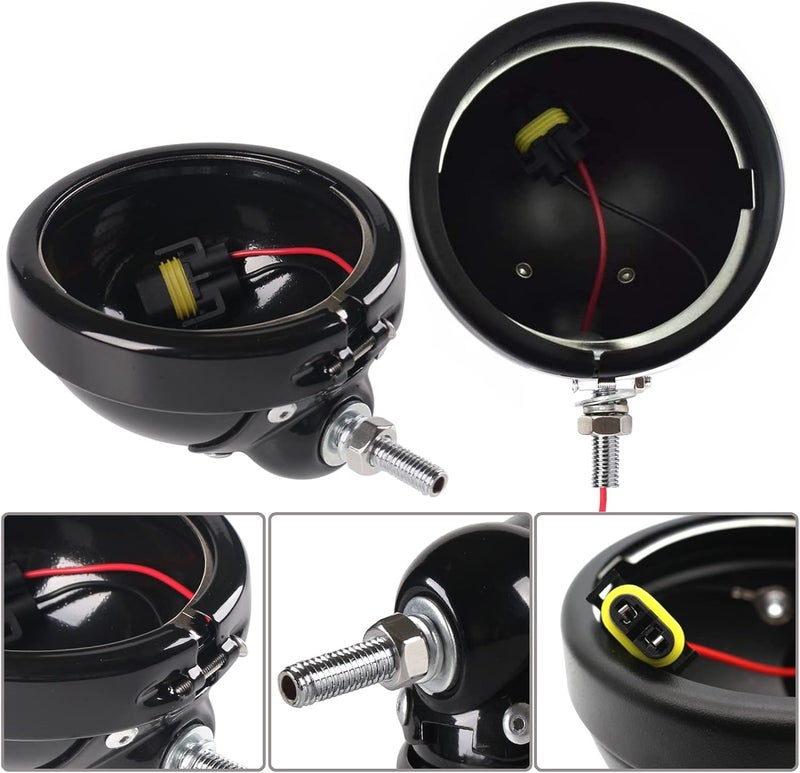 ZZJAUBI 4.5 Inch Black Fog Light Housing for Motorcycles - Image 1