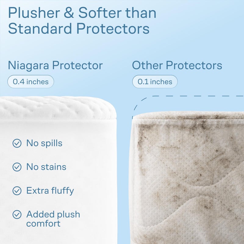 Niagara Sleep Solution 100% Waterproof Full Size Mattress Protector - 360 Pad Protection Against Spills, Stains & Accidents for Parents & Pet Owners - Noiseless & Cooling Viscose Made from Bamboo (White) - Image 4