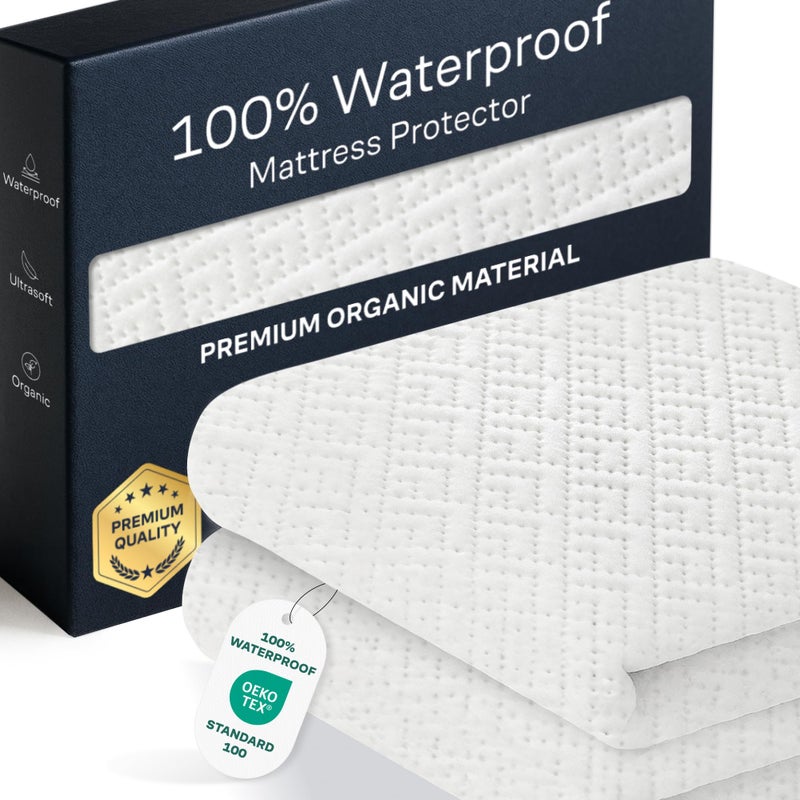 Niagara Sleep Solution 100% Waterproof Full Size Mattress Protector - 360 Pad Protection Against Spills, Stains & Accidents for Parents & Pet Owners - Noiseless & Cooling Viscose Made from Bamboo (White) - Image 1