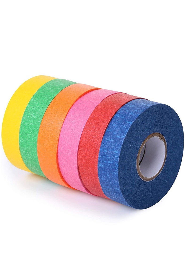 Colored Masking Tape Lakobos, Painters for Arts and Crafts, 6 Pack, Drafting Tape, Craft Labeling Paper Artist Art