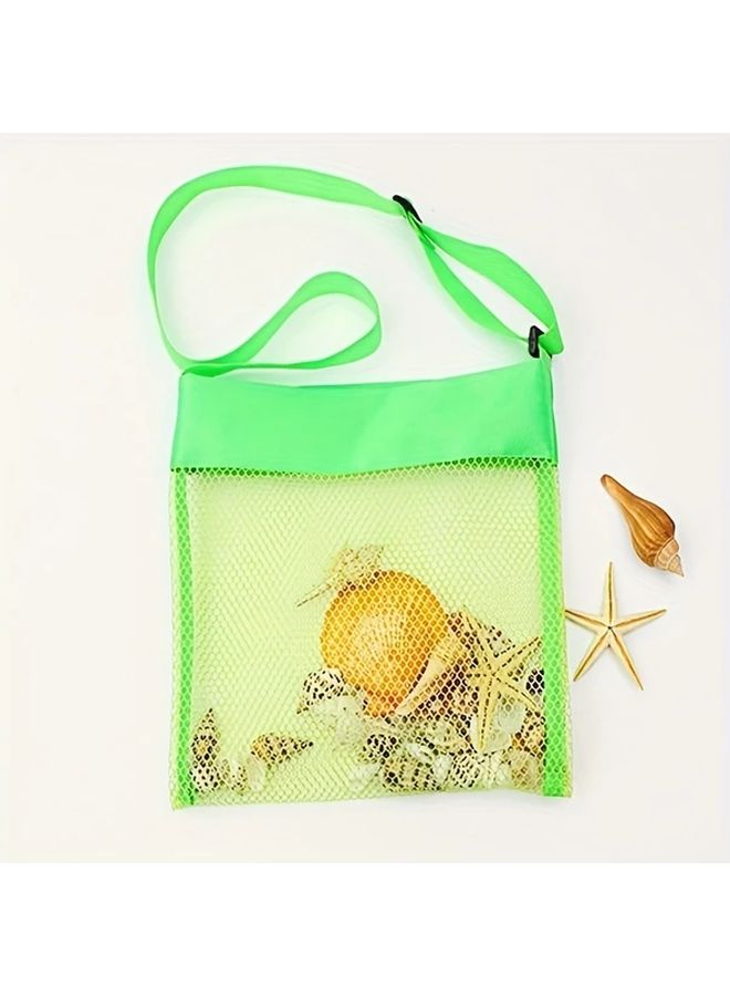 حقيبة شاطئ صيفية خضراء لجمع الأصداف وحفر الرمال بحزام كتف قابل للتعديل - Image 1