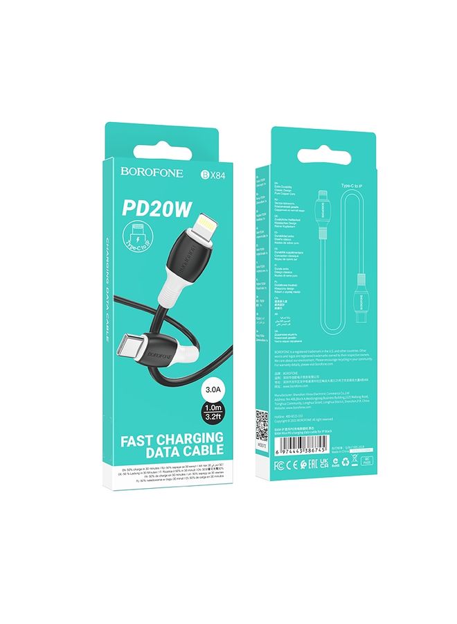 Borofone BX84 1m 20W USB-C / Type-C to 8 Pin Rise PD Charging Data Cable(Black) - Image 4