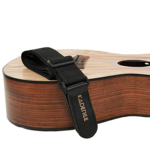 Kadence STPBK Adjustable Guitar Strap | Nylon Webbing with Synthetic Leather Ends | Non-Padded, Reinforced Double Stitching | Standard Strap Button Fit | Black - Image 2