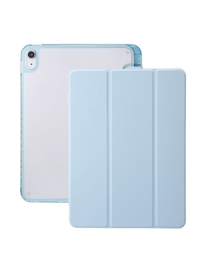 PROMASS Case Cover For iPad 10th Gen 10.9 2022 Clear Acrylic 3-Fold Leather Tablet Case Ice Blue