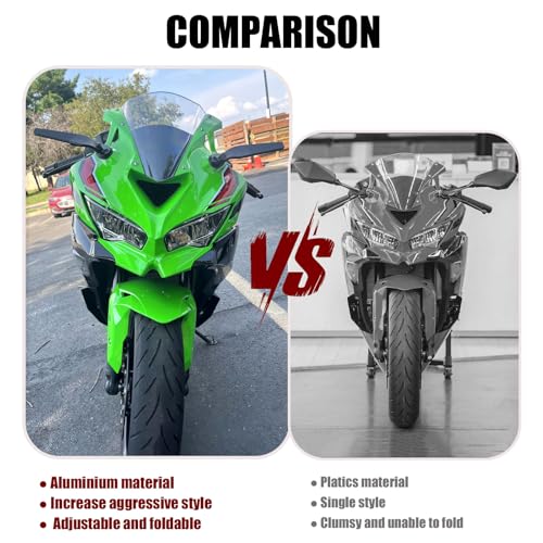 ZTYIOHG Large Size LED Turn Signal Lights Motorcycle Mirrors Stealth Wind Wing Side Rearview Mirrors Compatible With 2025 Ninja 500 SE Ninja 650 Ninja 400 300 2025 ZX6R ZX10R ZX4RR ZX14R - Image 3