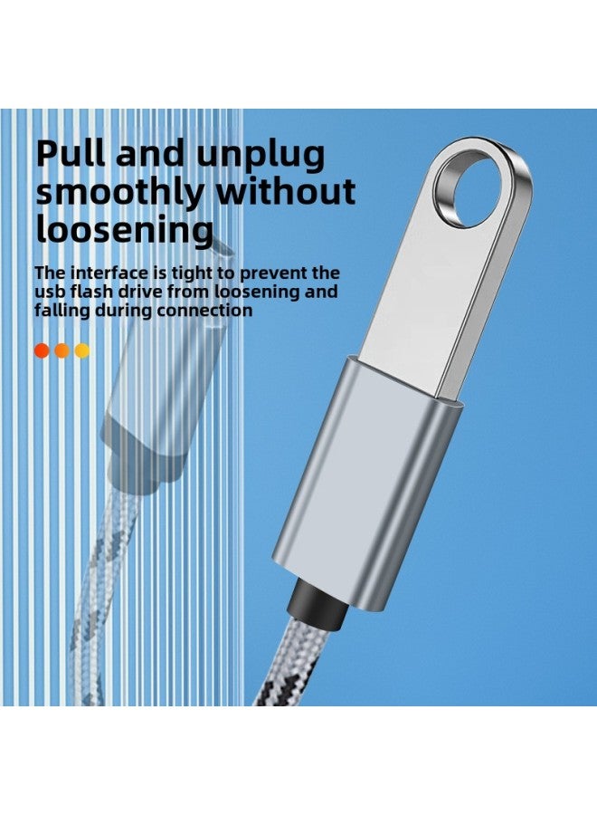 OTG Adapter Type-c To USB Converter Mobile Phone Charging Transmission Data Cable Adapter U Disk Cable-Interface Form:Type-c [silver Patterned Braided Wire] Bag  - Image 4