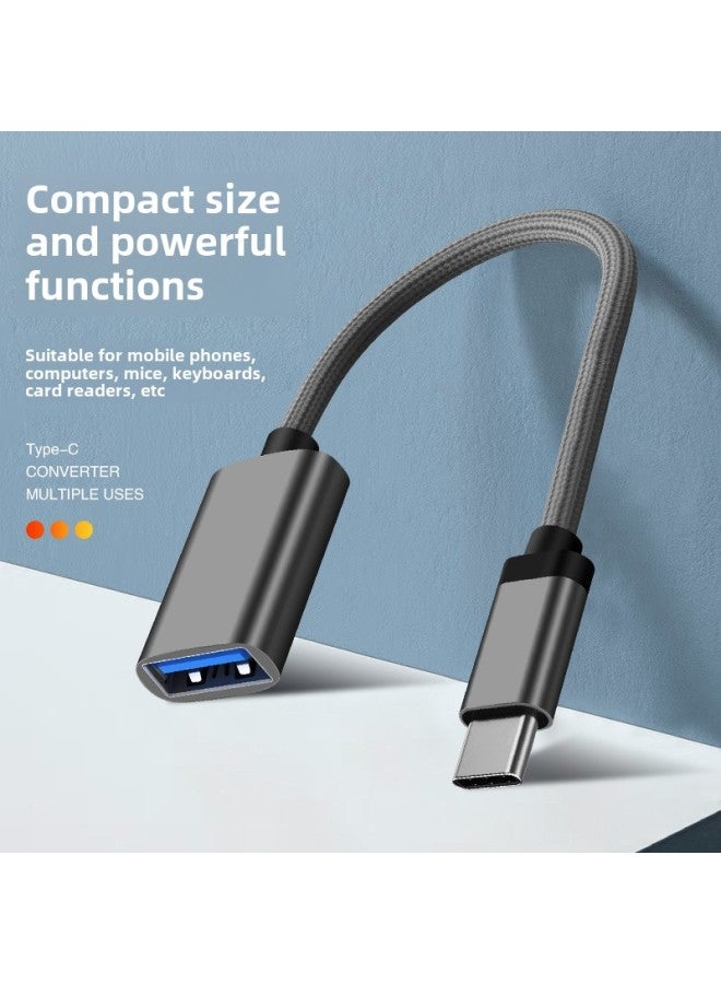OTG Adapter Type-c To USB Converter Mobile Phone Charging Transmission Data Cable Adapter U Disk Cable-Interface Form:Type-c [silver Patterned Braided Wire] Bag  - Image 3