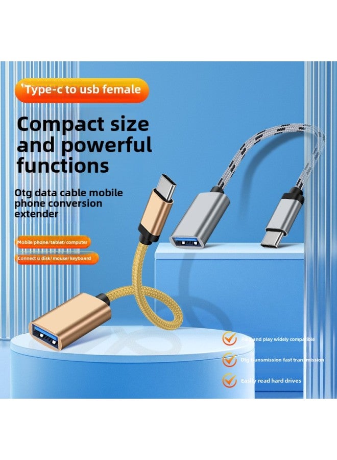 OTG Adapter Type-c To USB Converter Mobile Phone Charging Transmission Data Cable Adapter U Disk Cable-Interface Form:Type-c [silver Patterned Braided Wire] Bag  - Image 2
