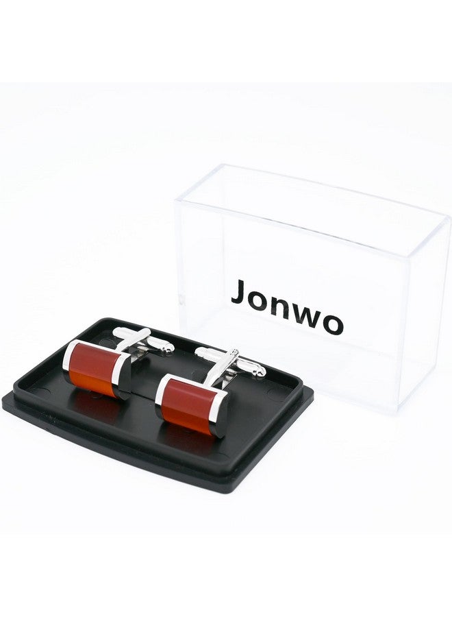 Jonwo Rectangle Red Cat'S Eye Gemstone Cufflinks For Men Lady In Gift Case Crystal Men'S Cufflinks Jewelry Set For Wedding Anniversary Business Party Events Tuxedo Dress Shirt - Image 5