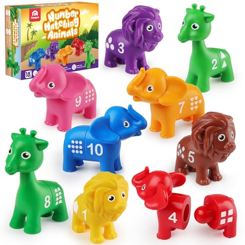 Coogam Number Matching Toy Set, 10pcs Double-Sided Animal Number Counting Game, Preschool Montessori Fine Motor Skill Mathematics Educational Toys for 3 4 5 Year - Image 1