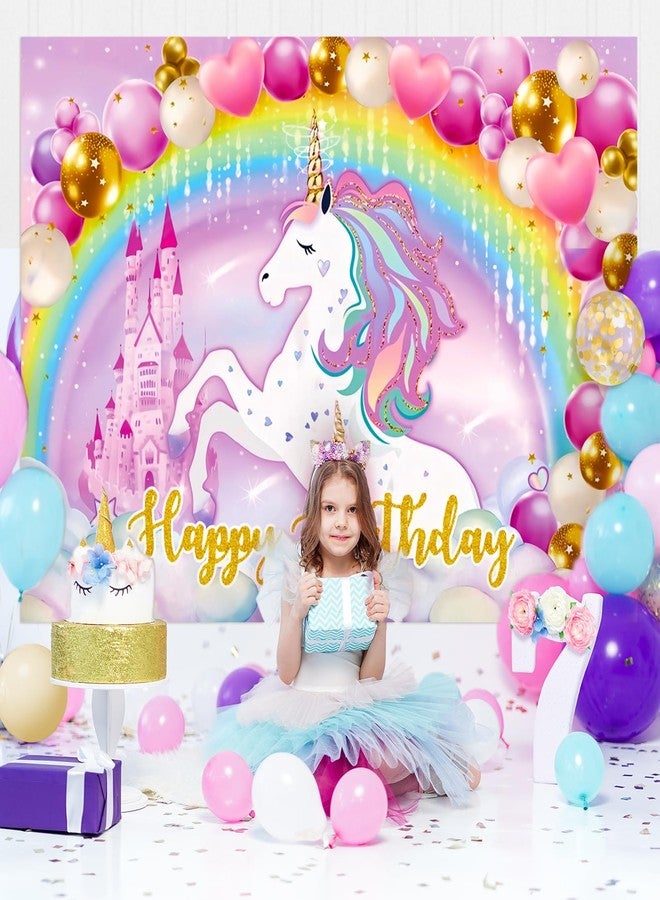 Winrayk 144Pcs Purple Unicorn Party Decorations Birthday Supplies for Girls, Purple Pink Blue Balloon Arch Kit with Backdrop Tablecloth Foil Balloons, Kids Rainbow Unicorn Themed Birthday Decorations - Image 4
