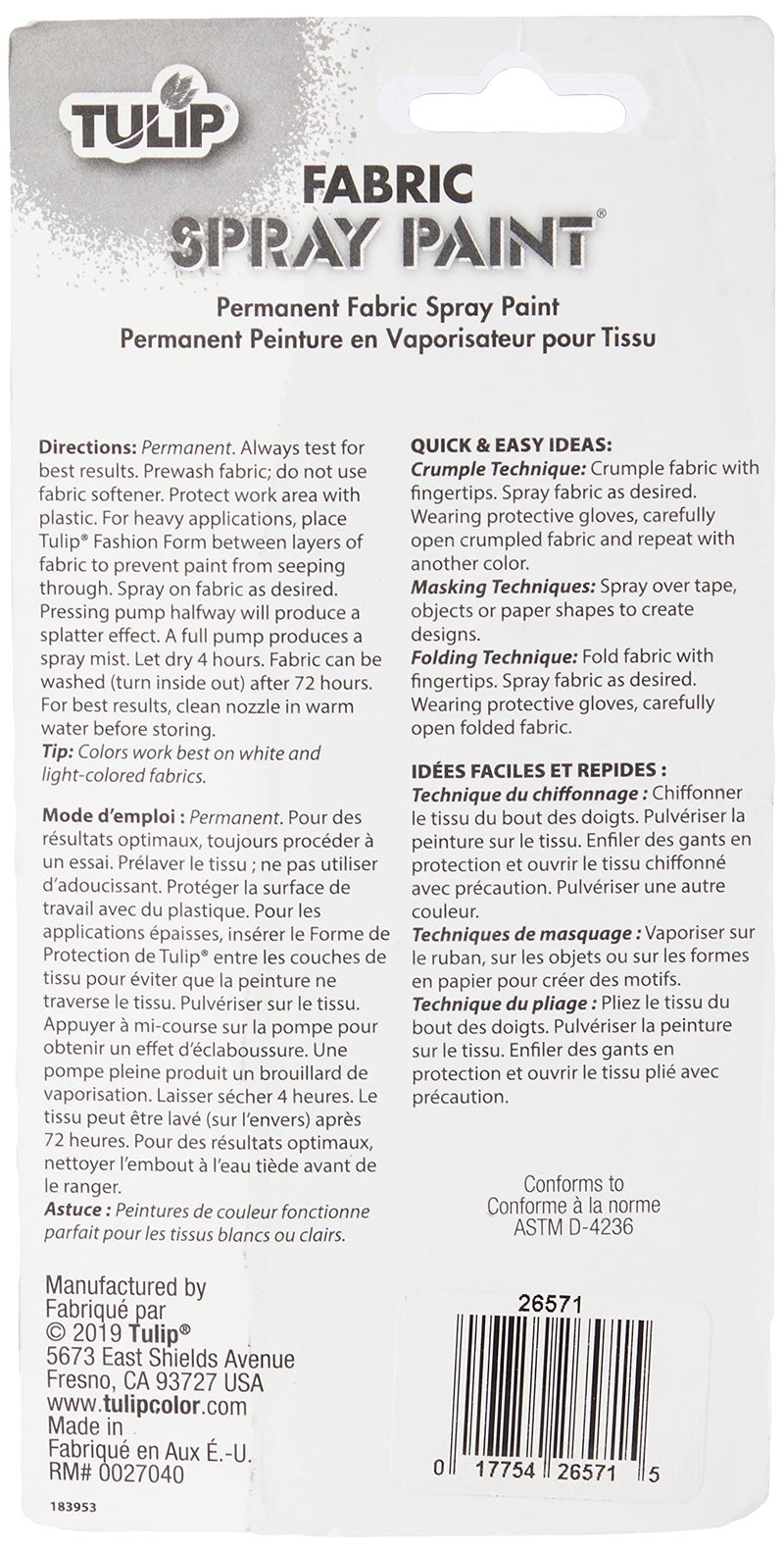 Tulip Fabric Paint, Permanent Spray on Paint, 4 fl oz Sparkling Star Silver Glitter