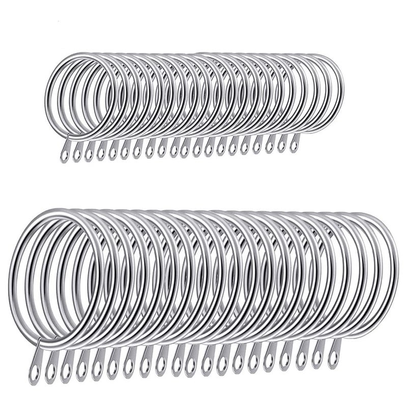 ANCLLO Metal Curtain Hanging Rings For Pole Rod Voile Net 45MM Internal Diameter X 40 Pack Silver