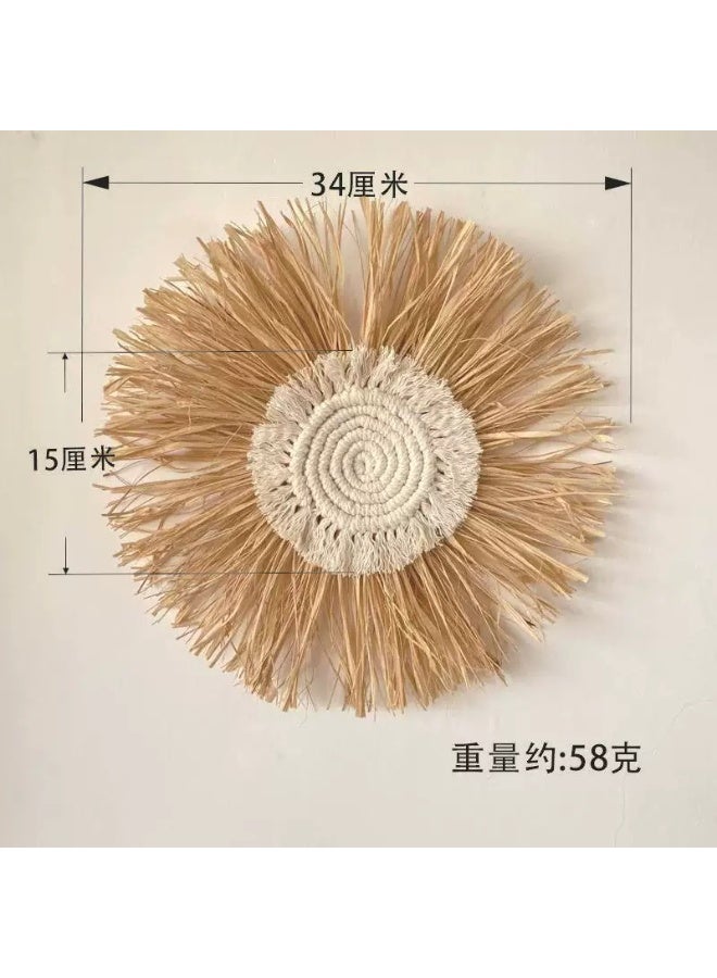 Hand-woven raffia wall hangings, Nordic-style home decor. Multiple styles available, customizations supported. Eco-friendly, bohemian style. - Image 3