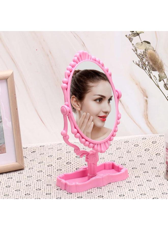 Thoraya Household Women Vertical Retro Style Pattern Makeup Mirror Elegant Oval Mirror Beauty Tool  - Image 5