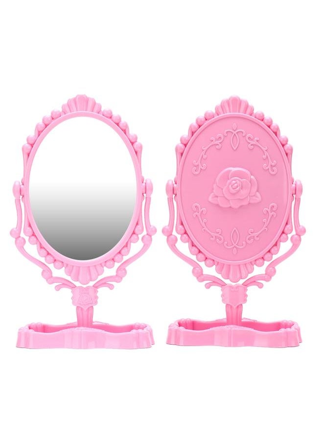 Thoraya Household Women Vertical Retro Style Pattern Makeup Mirror Elegant Oval Mirror Beauty Tool  - Image 3