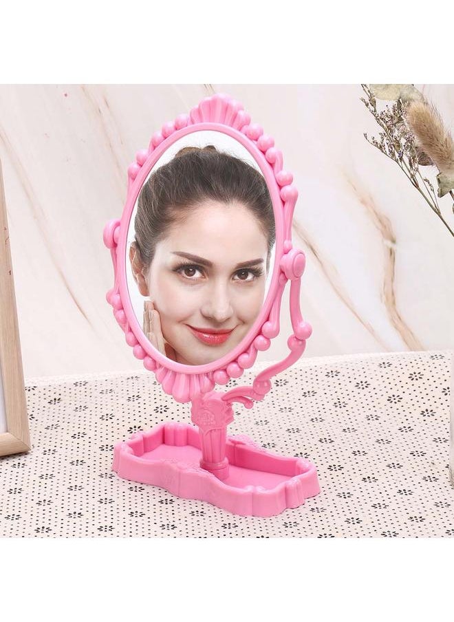 Thoraya Household Women Vertical Retro Style Pattern Makeup Mirror Elegant Oval Mirror Beauty Tool  - Image 4