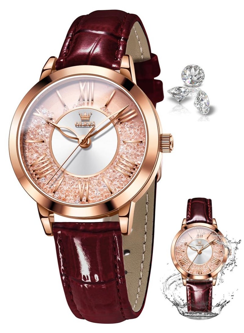 أوليفز ساعة OLEVS النسائية الأنيقة الرسمية التناظرية الكوارتز الجلدية المقاومة للماء 5539 - Image 1