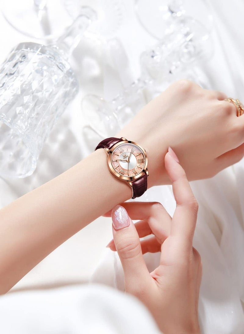 أوليفز ساعة OLEVS النسائية الأنيقة الرسمية التناظرية الكوارتز الجلدية المقاومة للماء 5539 - Image 2