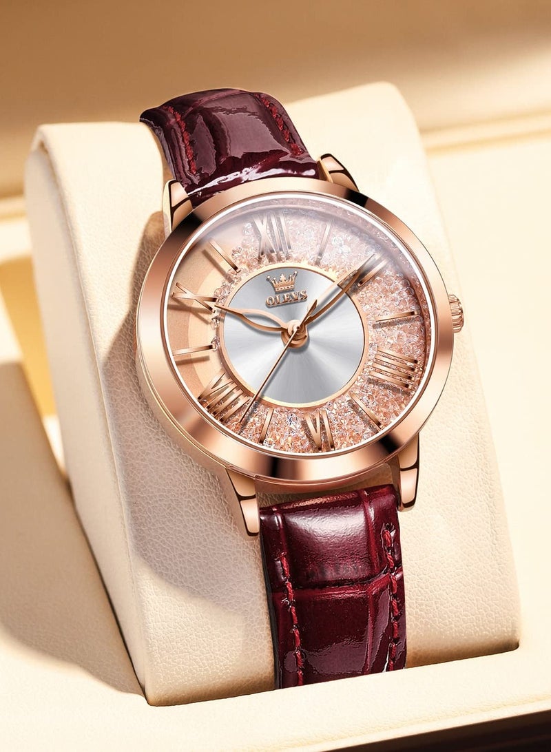 أوليفز ساعة OLEVS النسائية الأنيقة الرسمية التناظرية الكوارتز الجلدية المقاومة للماء 5539 - Image 3
