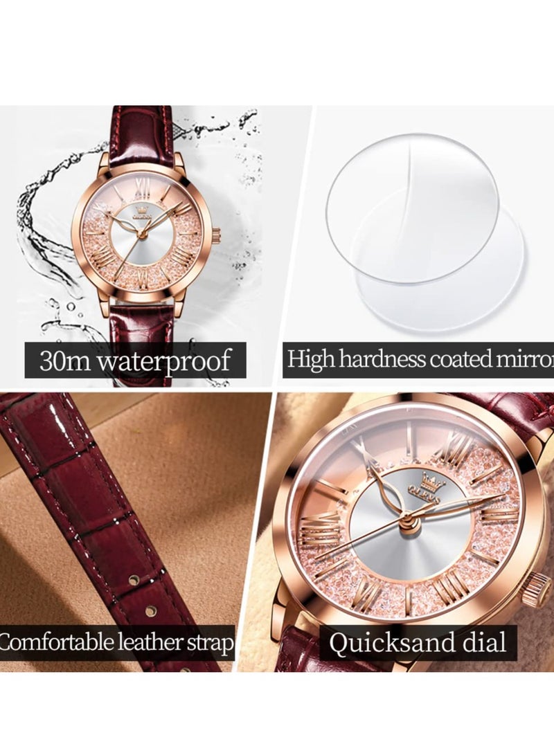 أوليفز ساعة OLEVS النسائية الأنيقة الرسمية التناظرية الكوارتز الجلدية المقاومة للماء 5539 - Image 5