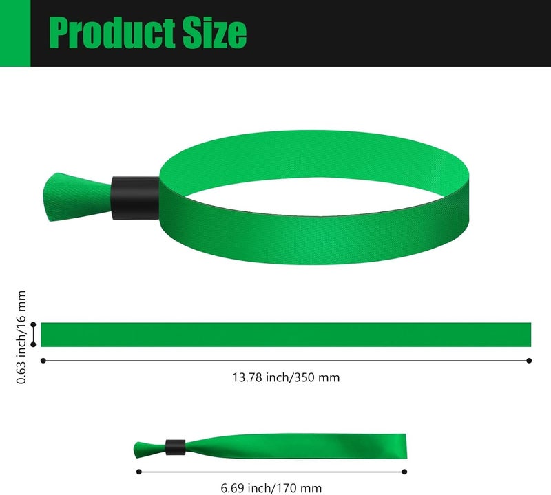 Comflora 100 Pcs Cloth Event Wristband, Disposable Wristbands for Events, Colored Wristbands Events,for Lightweight Concert,Club Entrance Wrist Strap Party Wristband Event (Color : Green1) - Image 2