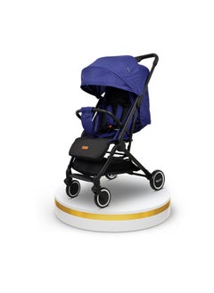 Nurtur Baby Stroller 0 To 36 Months Storage Basket One -Hand Fold Design 5 Point Safety Harness Eva Wheels Black Dark Blue  - Image 1