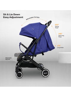 Nurtur Baby Stroller 0 To 36 Months Storage Basket One -Hand Fold Design 5 Point Safety Harness Eva Wheels Black Dark Blue  - Image 2