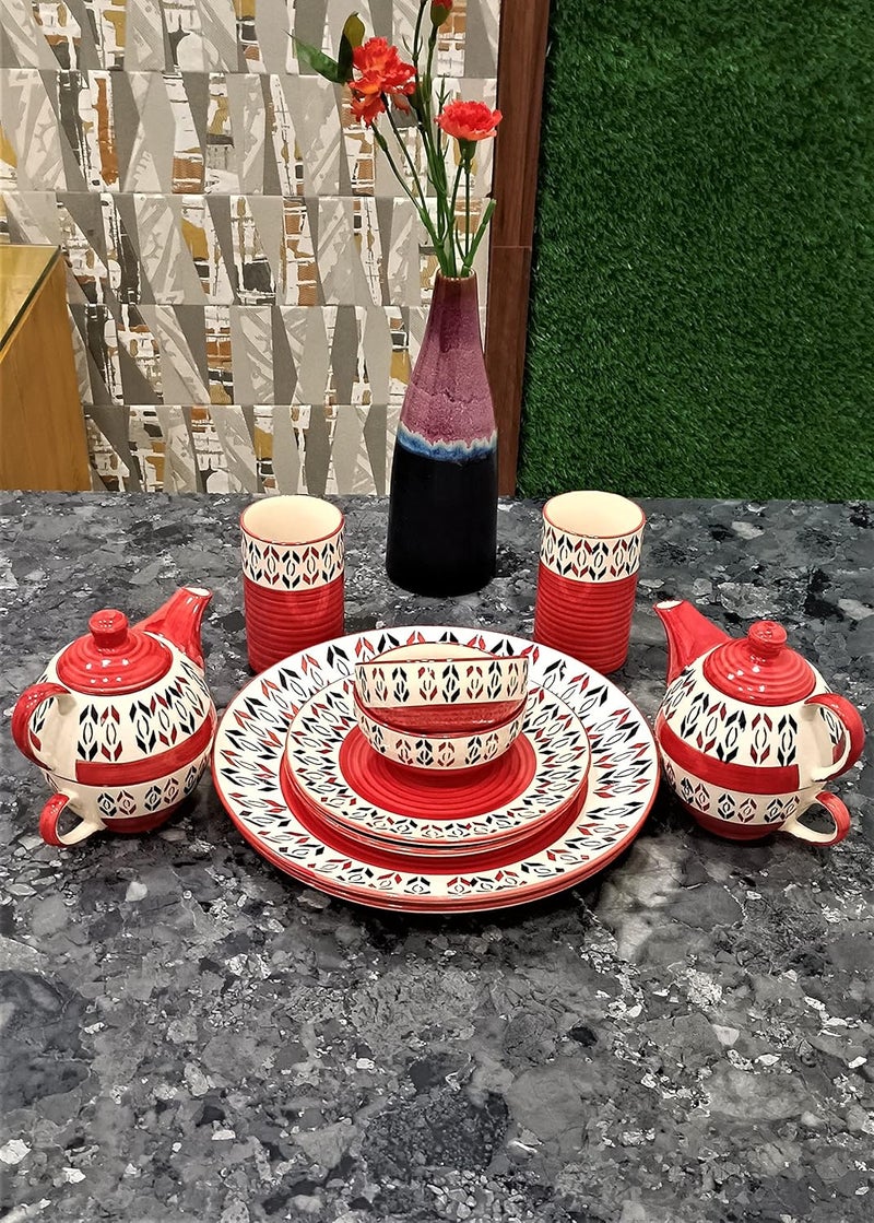 caffeine Ceramic Handmade Arrow Pattern Combo Set (Set of 10pcs) - Image 1