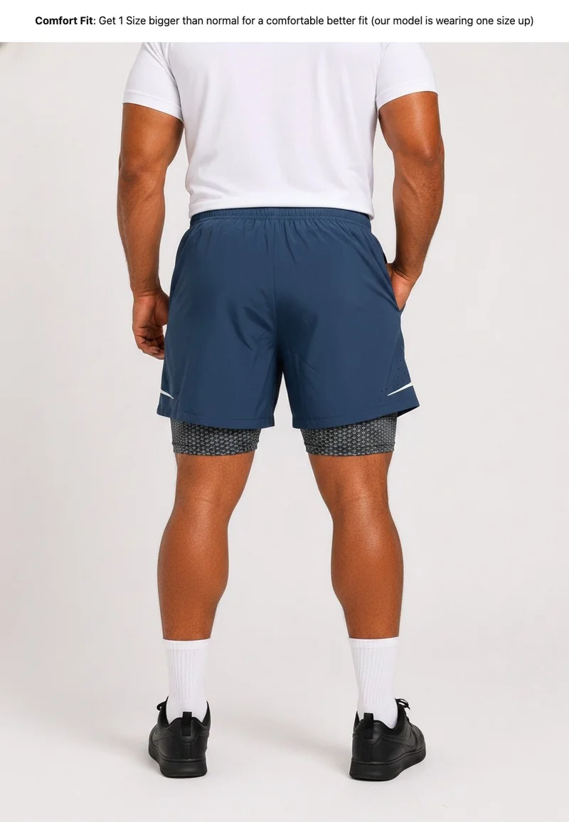 بريما إيس رجالي 2in1 Shorts عشاق الجيم بريميوم Navy